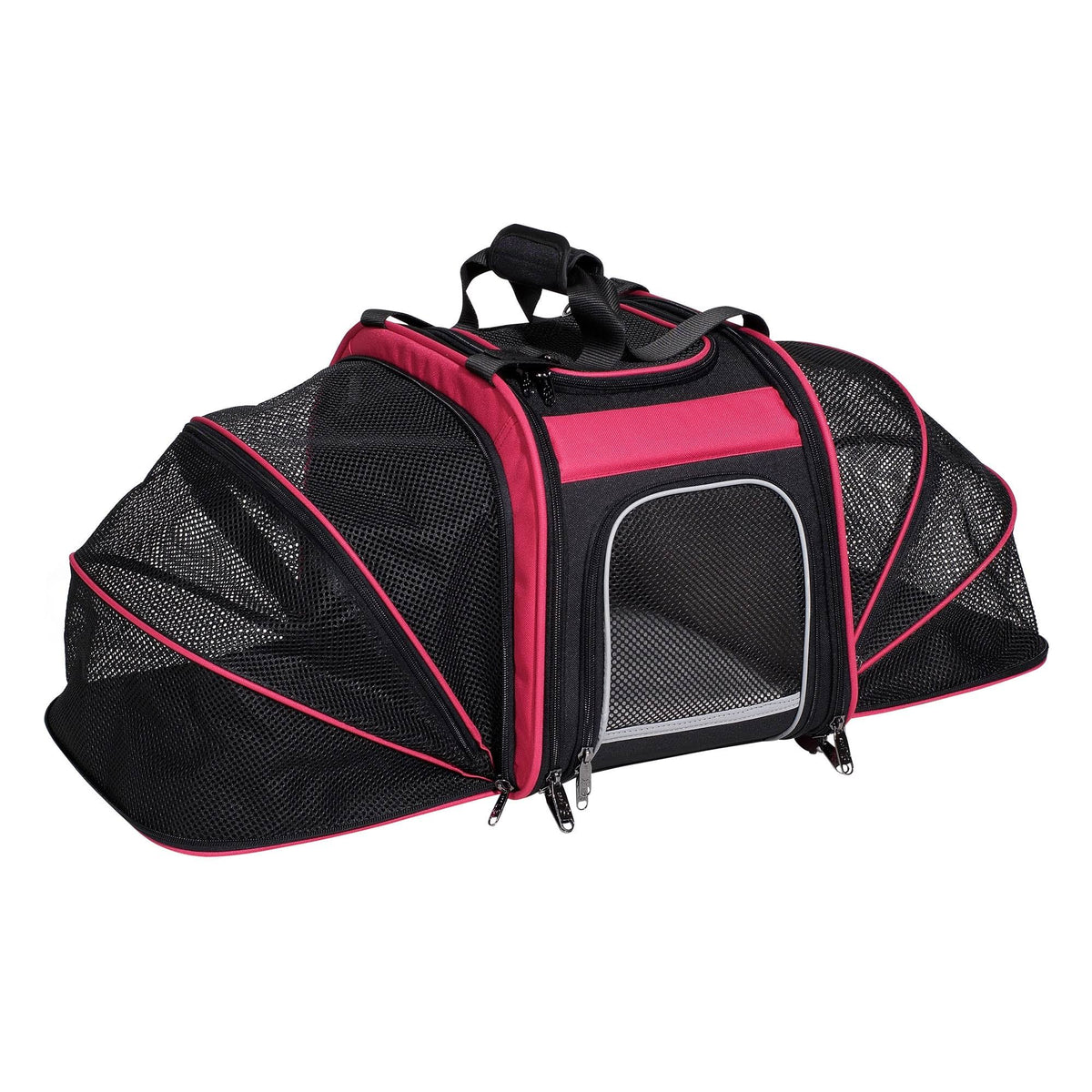 Pink Black Expandable Rear Pet Carrier Basket B8495