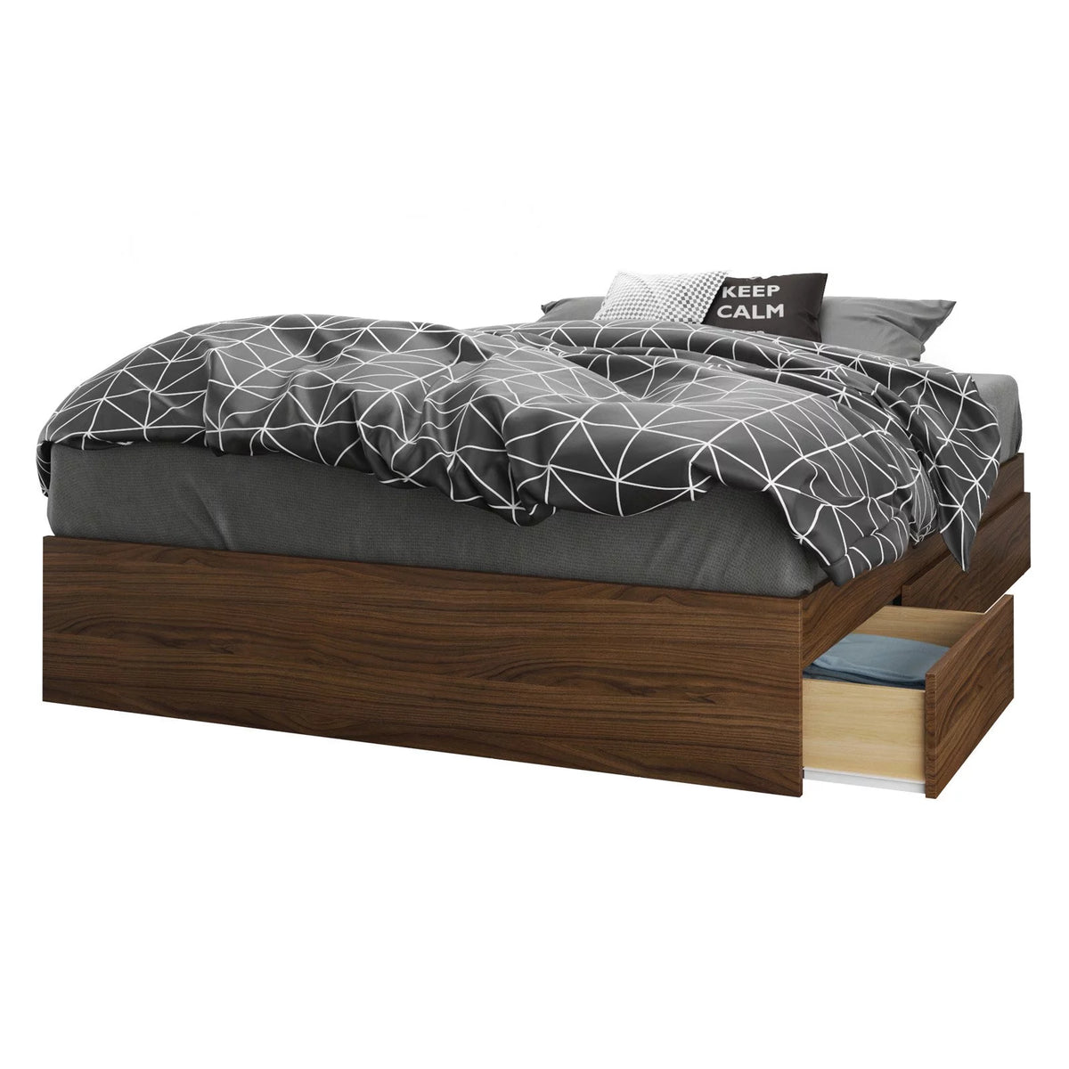 Twin Size Storage Wood Bed Frame with 3 Drawers W121