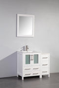 36 in. White Single Sink Vanity Cabinet with Ceramic Sink & Mirror L44076