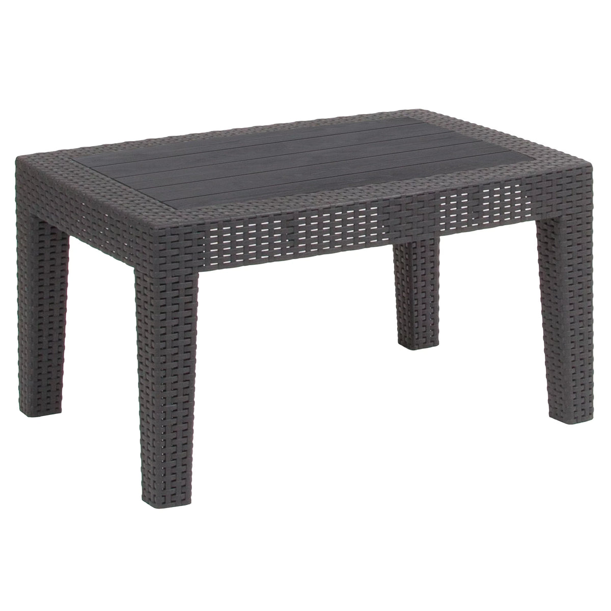 Dark Gray Faux Rattan Coffee Table S117320