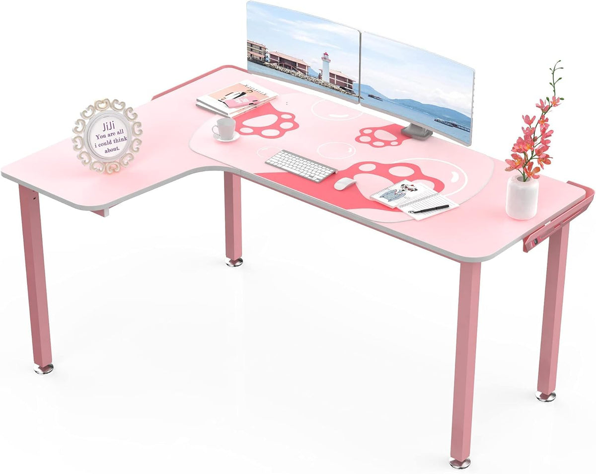 61 Inch Pink L Shaped Gaming Desk F3523
