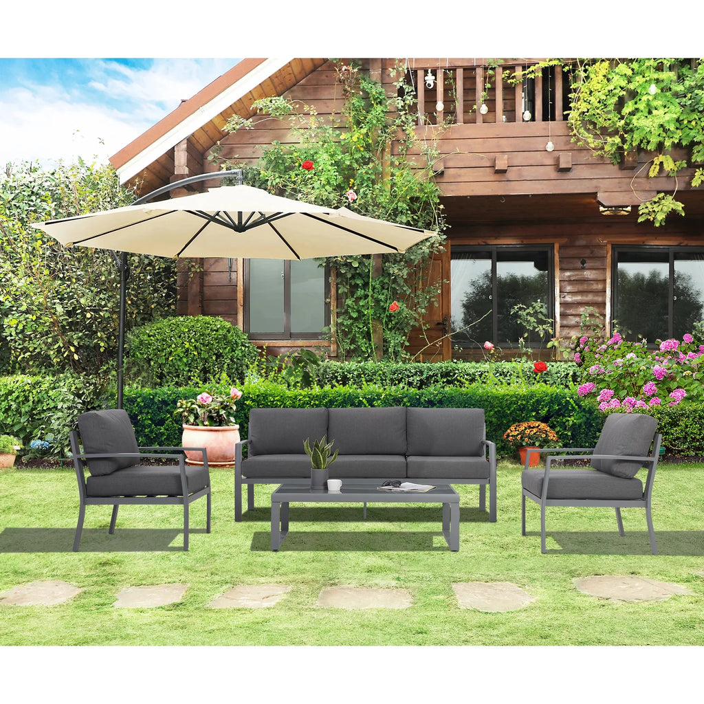 4 Piece Metal Patio Furniture Set with Cushions A27045
