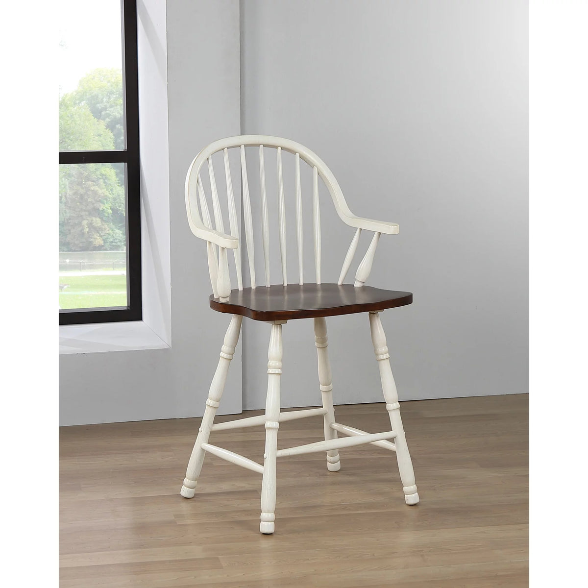 White Brown Windsor Wood Barstools Set of 2 E92190