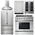 36 In. Natural Gas Range, Range Hood, Refrigerator, Dishwasher, Wine Cooler W89395
