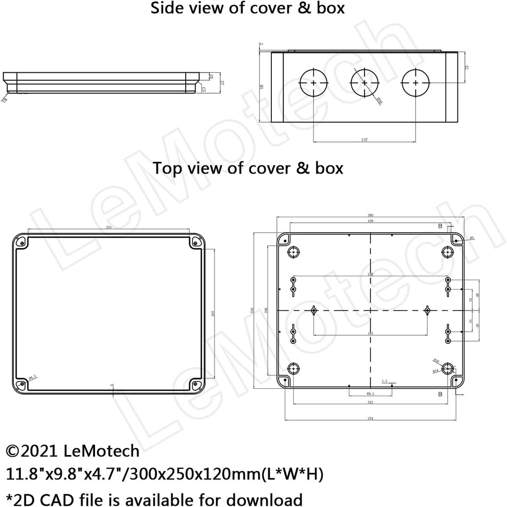 White ABS Plastic IP65 Junction Box 11.8 x 9.8 x 4.7 inch Pack of 2 G205