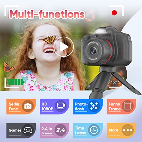 Kids Digital Video Camera with Flash 2.4" Screen Black D2261