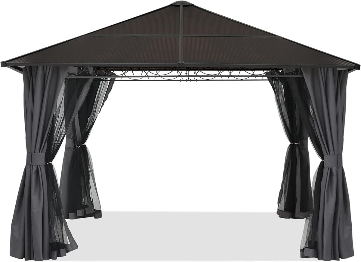10x13 Dark Gray Patio Gazebo with Netting F764