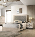King Size Bed and 2 Nightstands Cream Wooden Tufted Headboard 3pc Set F987731