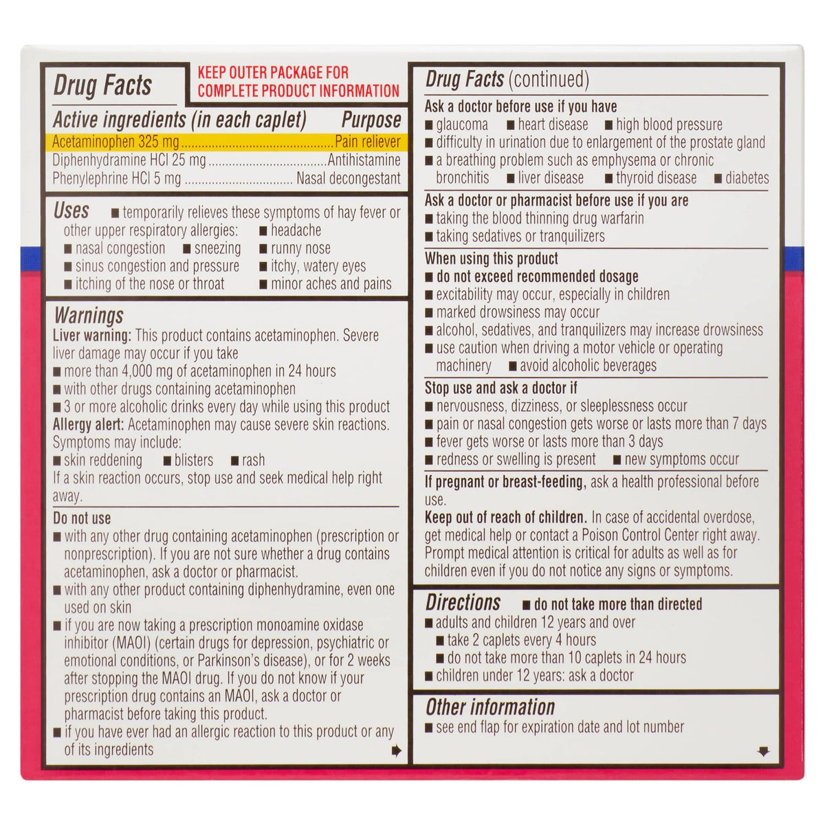 Maximum Strength Severe Allergy Plus Sinus Headache Caplets, 20 Count V250906