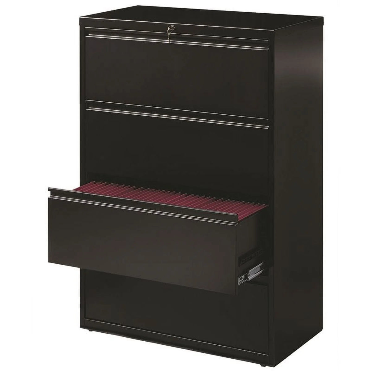 36" 4-Drawer Metal Lateral File Cabinet in Black T4456