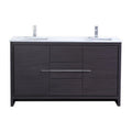 60 in. Double Sink Bathroom Vanity with White Quartz Counter Top A970237