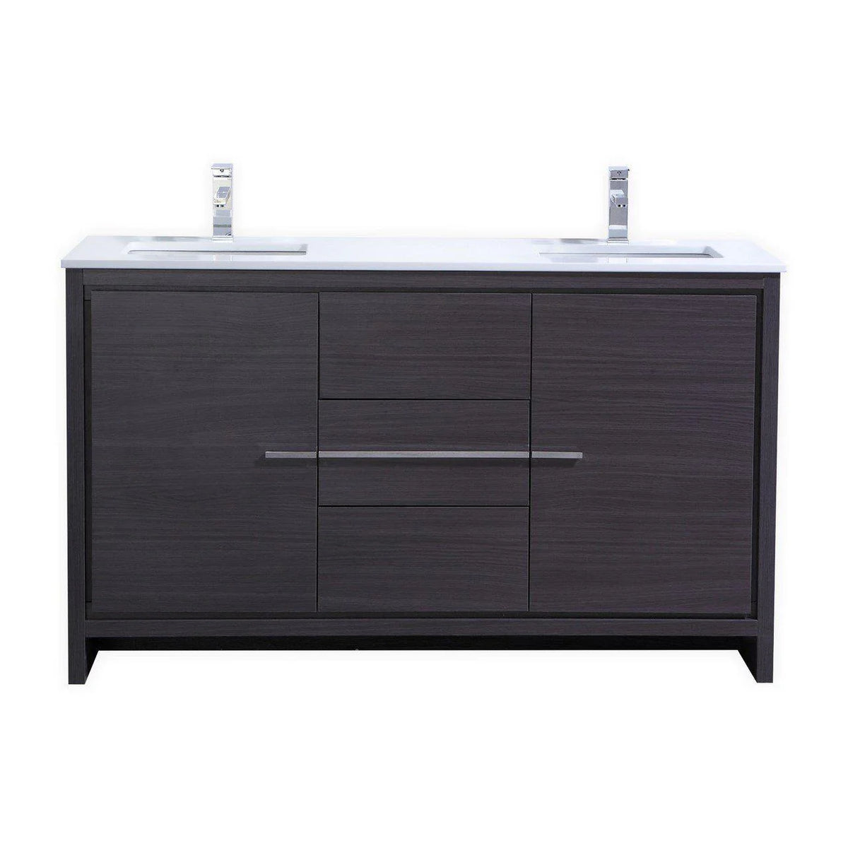 60 in. Double Sink Bathroom Vanity with White Quartz Counter Top A970237