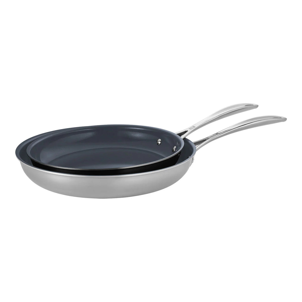 2pc Stainless Steel Ceramic Nonstick Fry Pan Set D431