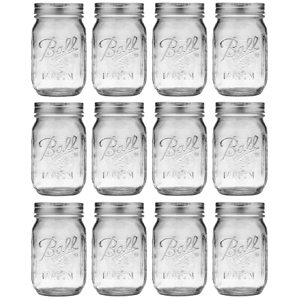 16 oz Glass Mason Jar with Lid and Band 12-Pack P597