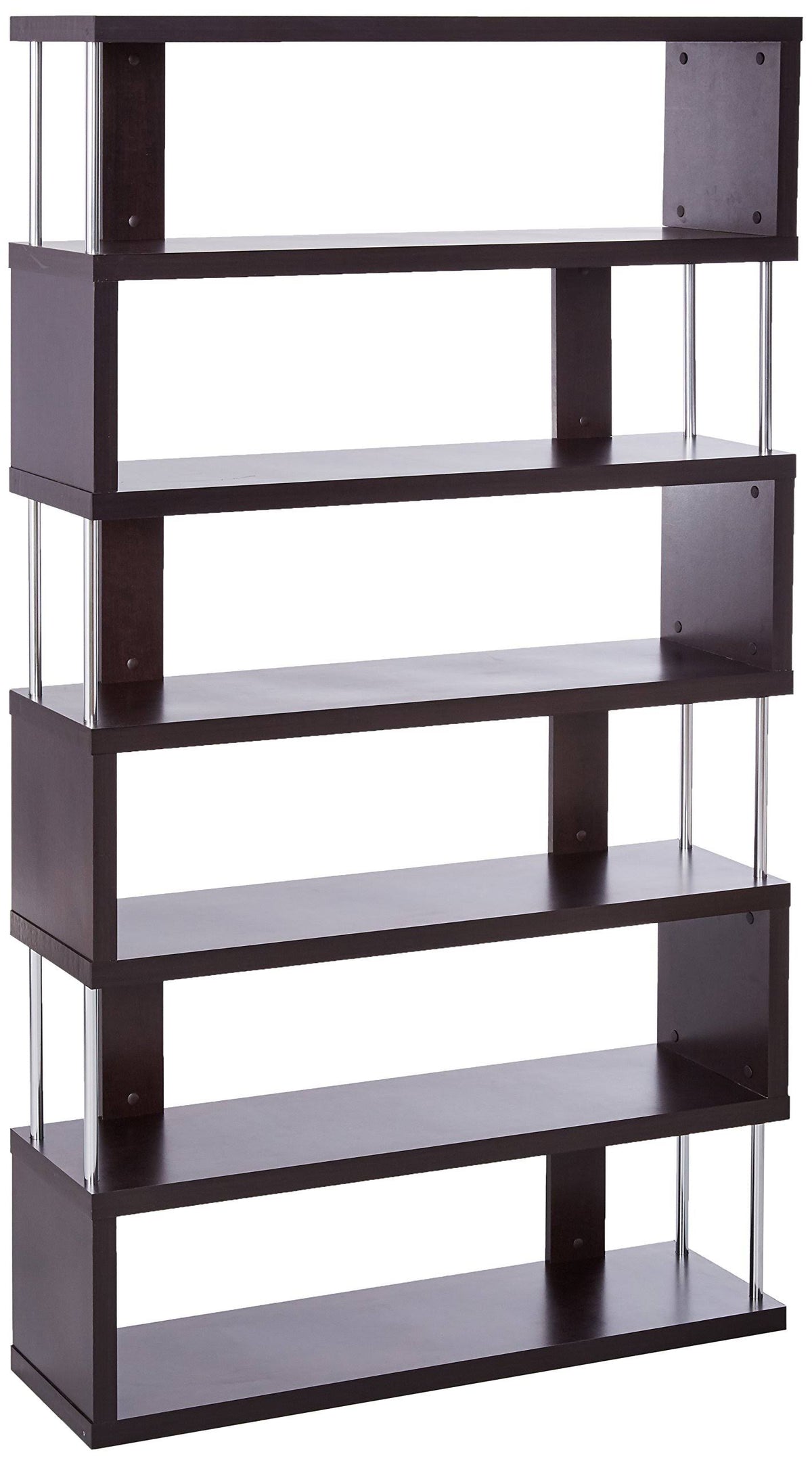 Dark Brown Six-Shelf Modern Bookcase N991