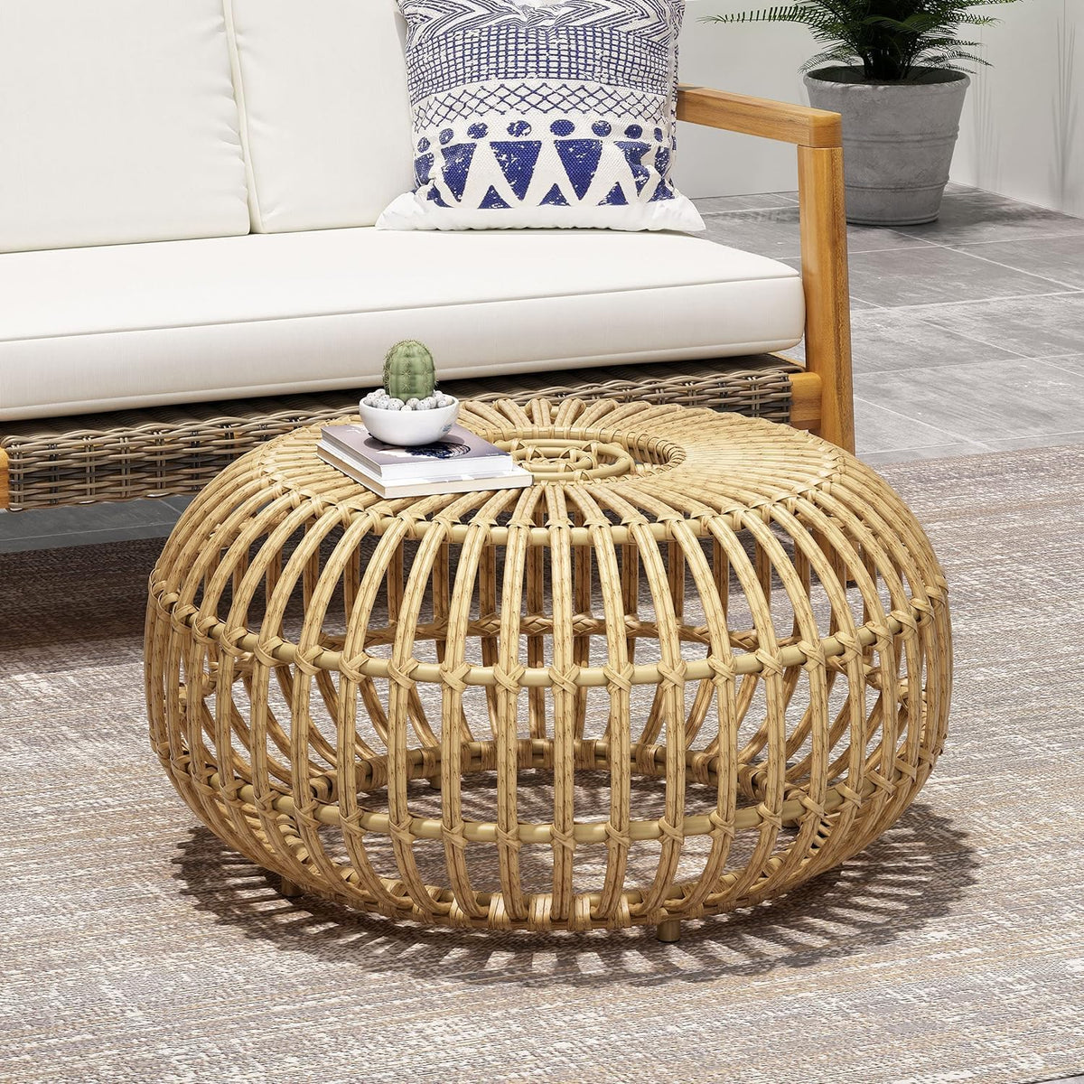 Round Rattan Wicker Coffee Table L143828
