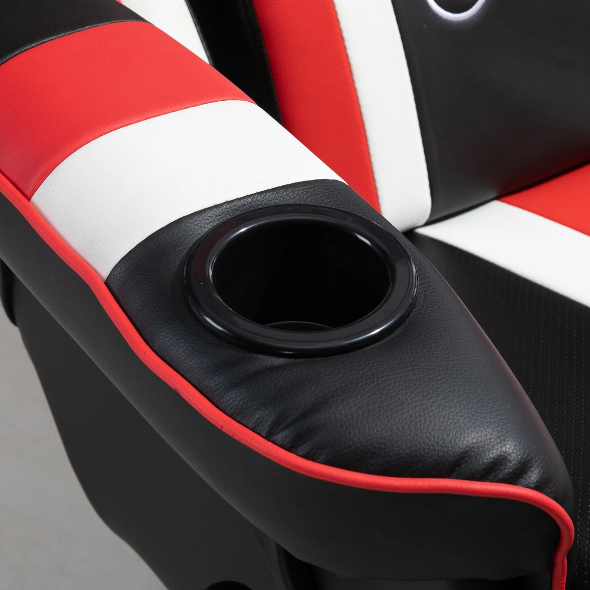 Black White Red Gaming Chair with Lumbar Support and Footrest N9263
