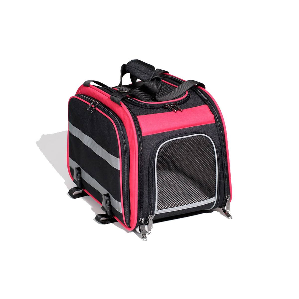 Pink Black Expandable Rear Pet Carrier Basket B8495