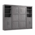 Bark Gray Full Murphy Bed with Closet Storage J9146