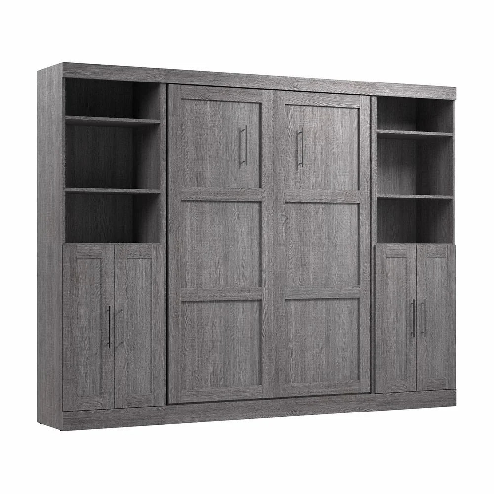 Bark Gray Full Murphy Bed with Closet Storage J9146