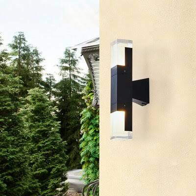Black Integrated LED Glass Outdoor Armed Sconce U73153