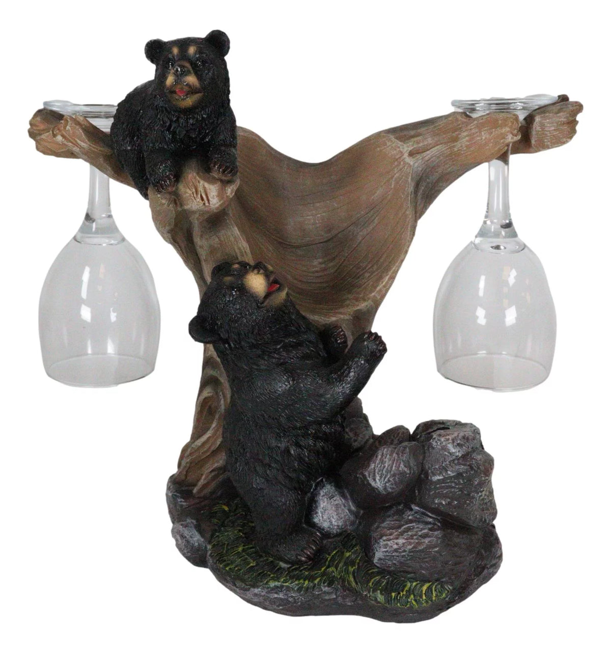 Black Bear Wine Glasses and Bottle Holder Figurine A125783