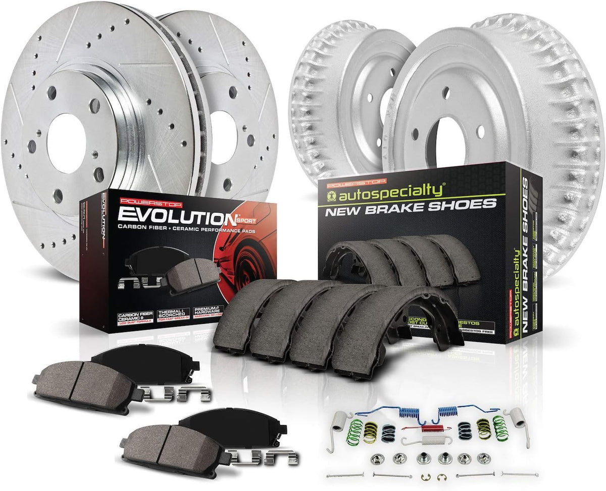 Carbon Fiber Brake Pads with Drilled & Slotted Brake Drums Kit H16194