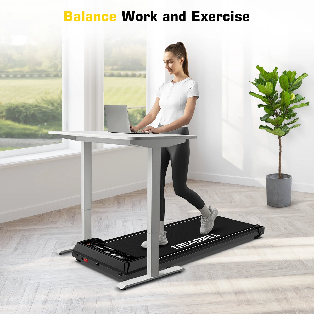 Under Desk Treadmill Walking Pad 265lbs 2.25HP Black T35388
