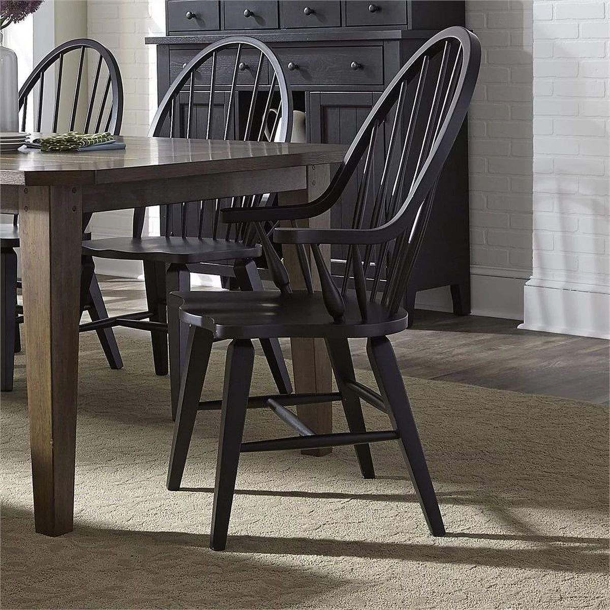 Dark Brown Windsor Back Arm Chair C5289