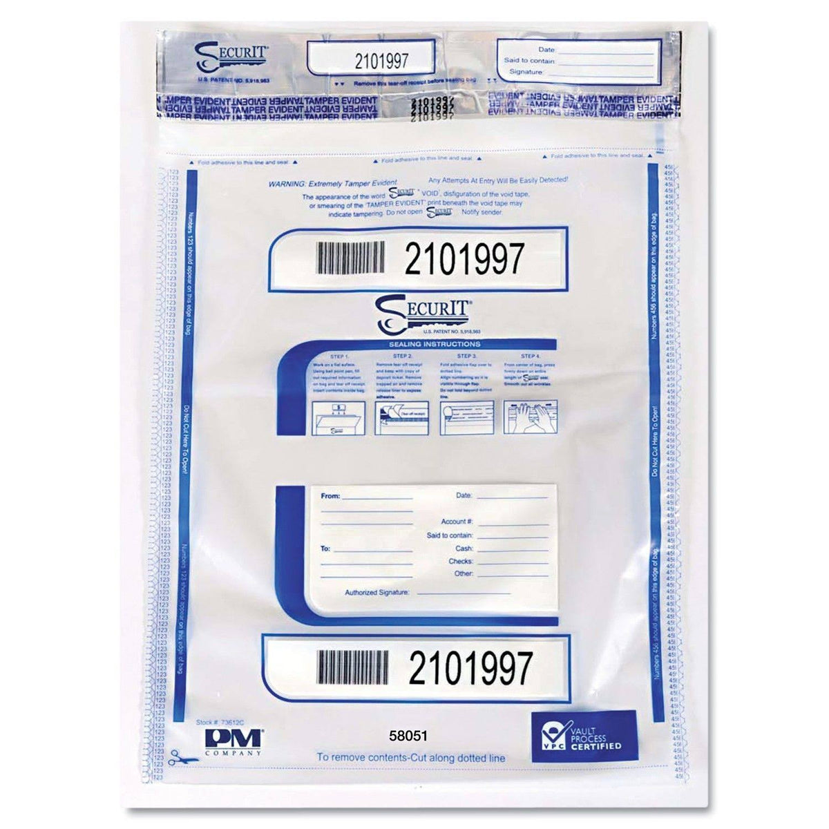 Clear Tamper-Evident Deposit Bags, 50/Pack X339