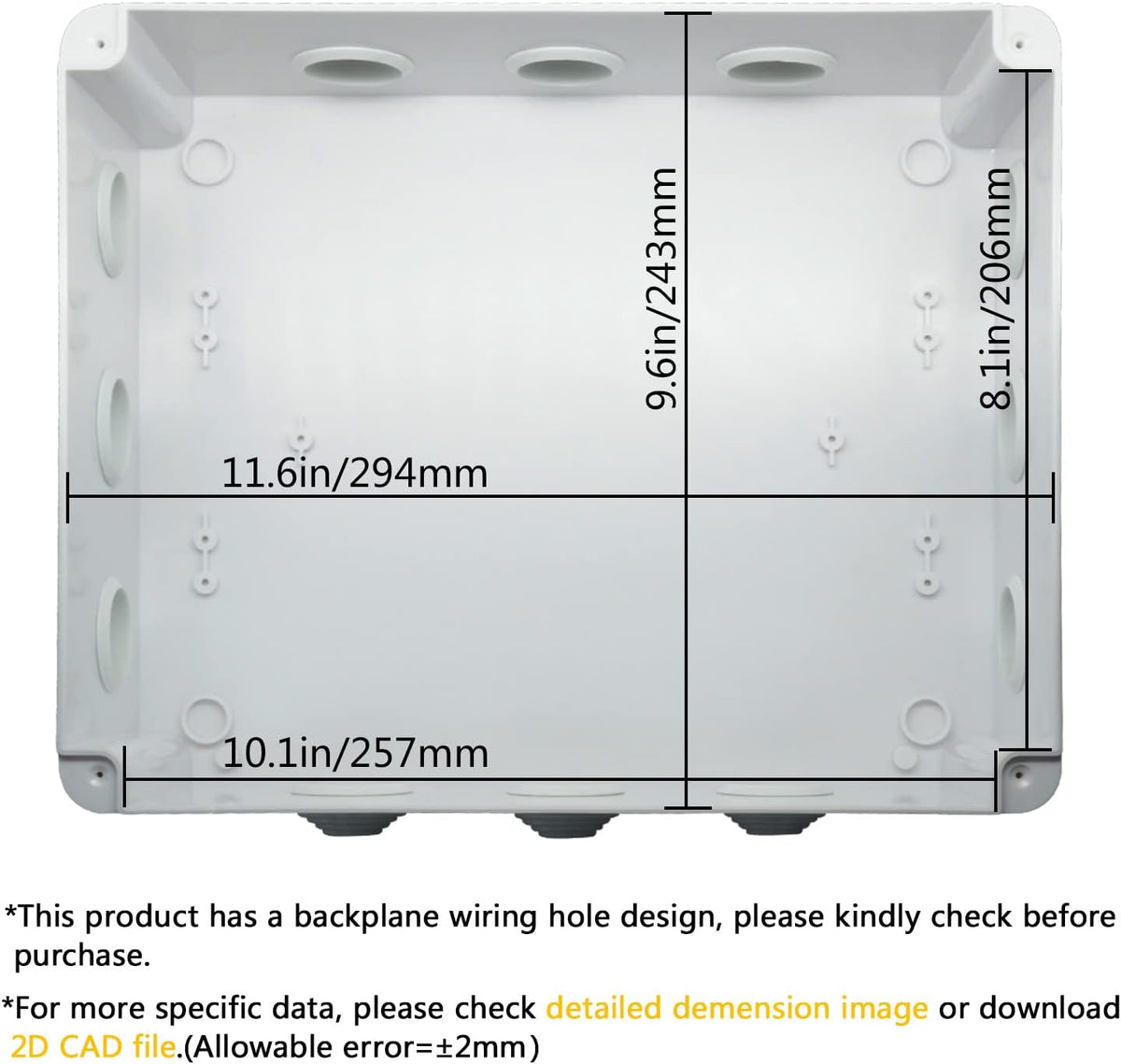 White ABS Plastic IP65 Junction Box 11.8 x 9.8 x 4.7 inch Pack of 2 G205