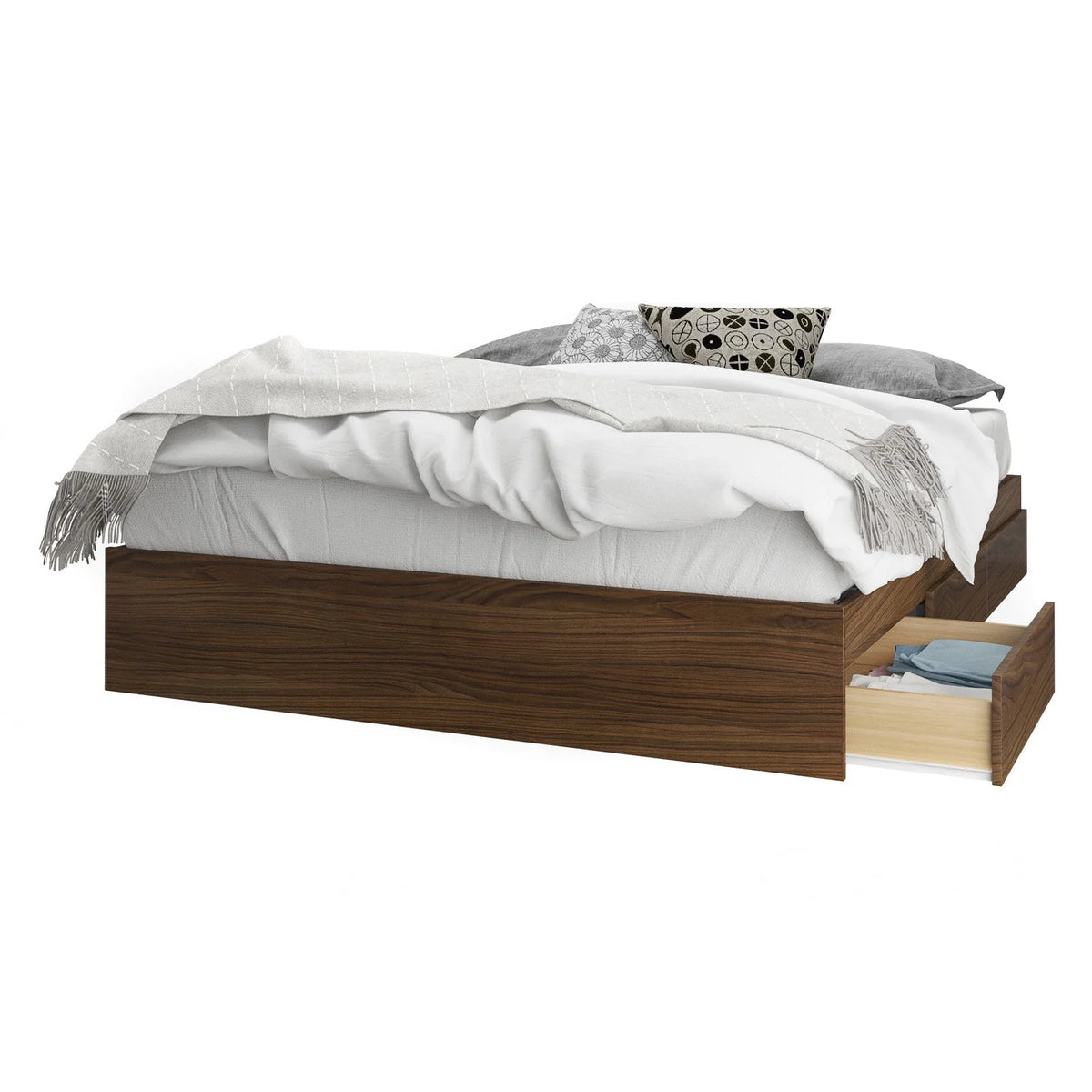Twin Size Storage Wood Bed Frame with 3 Drawers W121