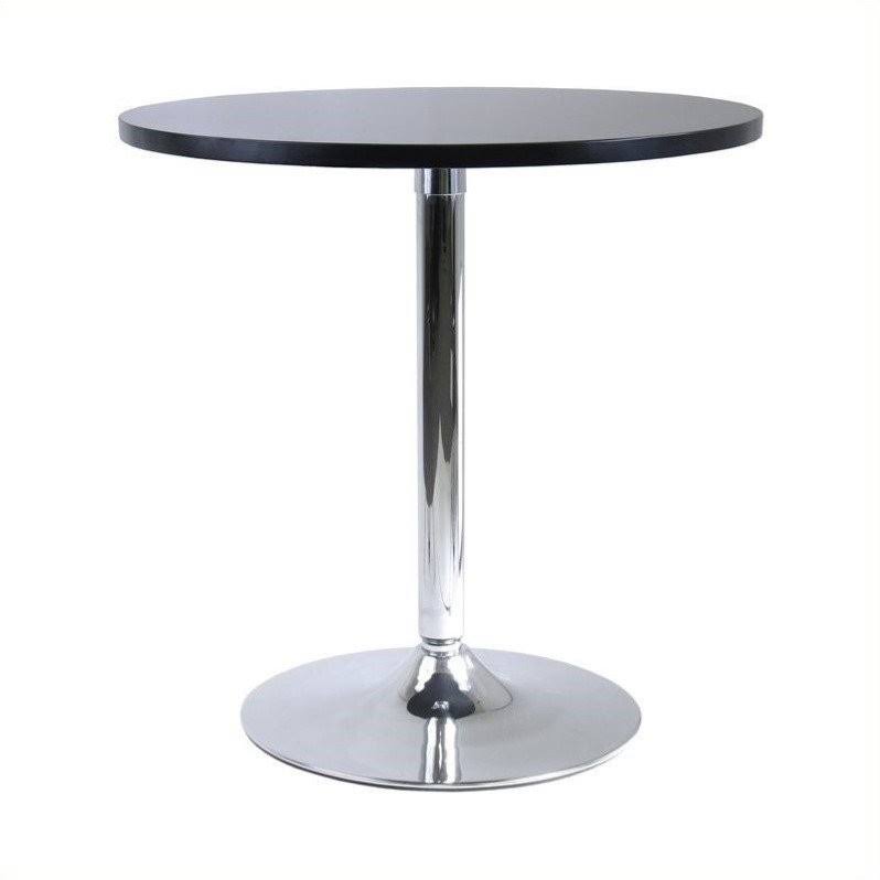 Round Casual Dining Table in Black and Chrome V1703