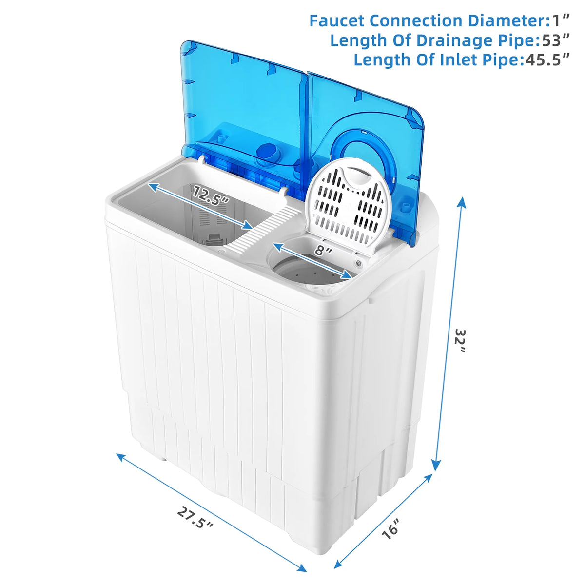 Portable Semi-automatic Twin Tub Washing Machine P1164