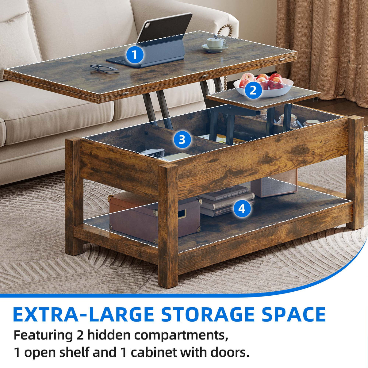 Lift Top Coffee Table with Storage S710399