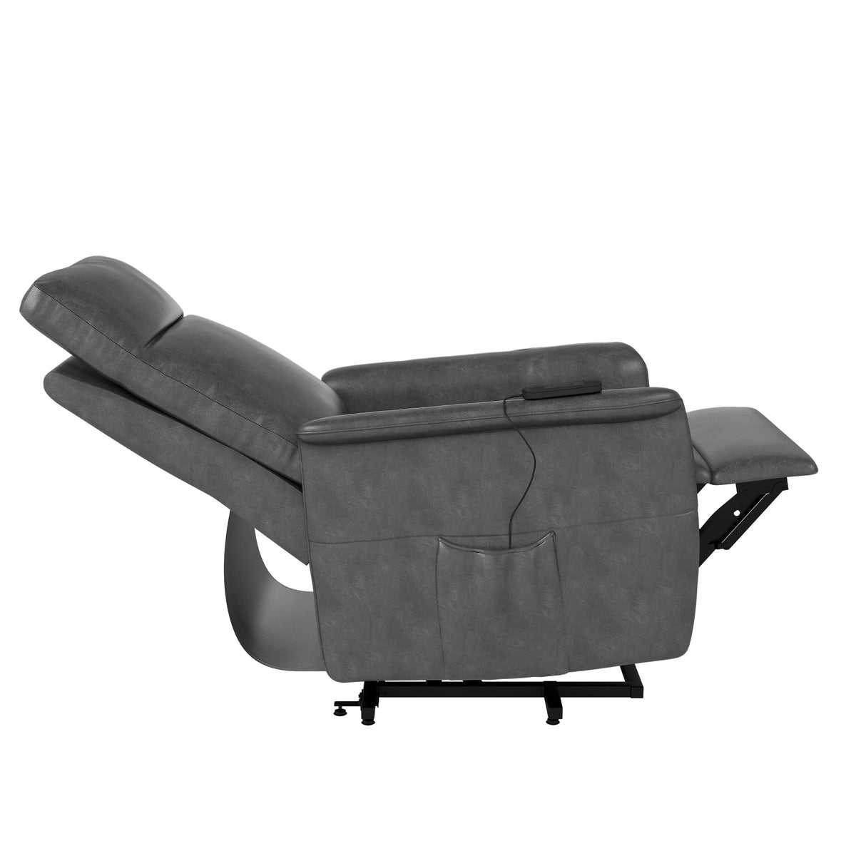 Gray Faux Leather Power Recline and Lift Chair R88181