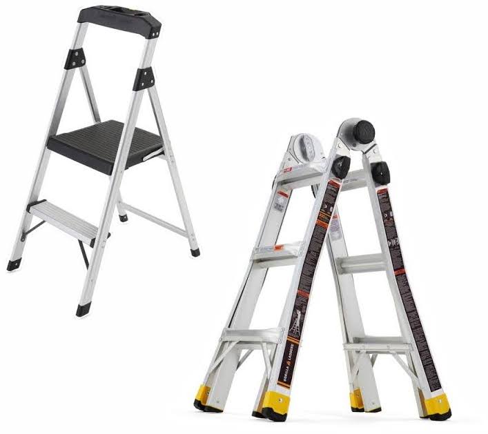 14 ft. Reach Multi-Position Ladder and 2-Step Aluminum Step Stool A277569