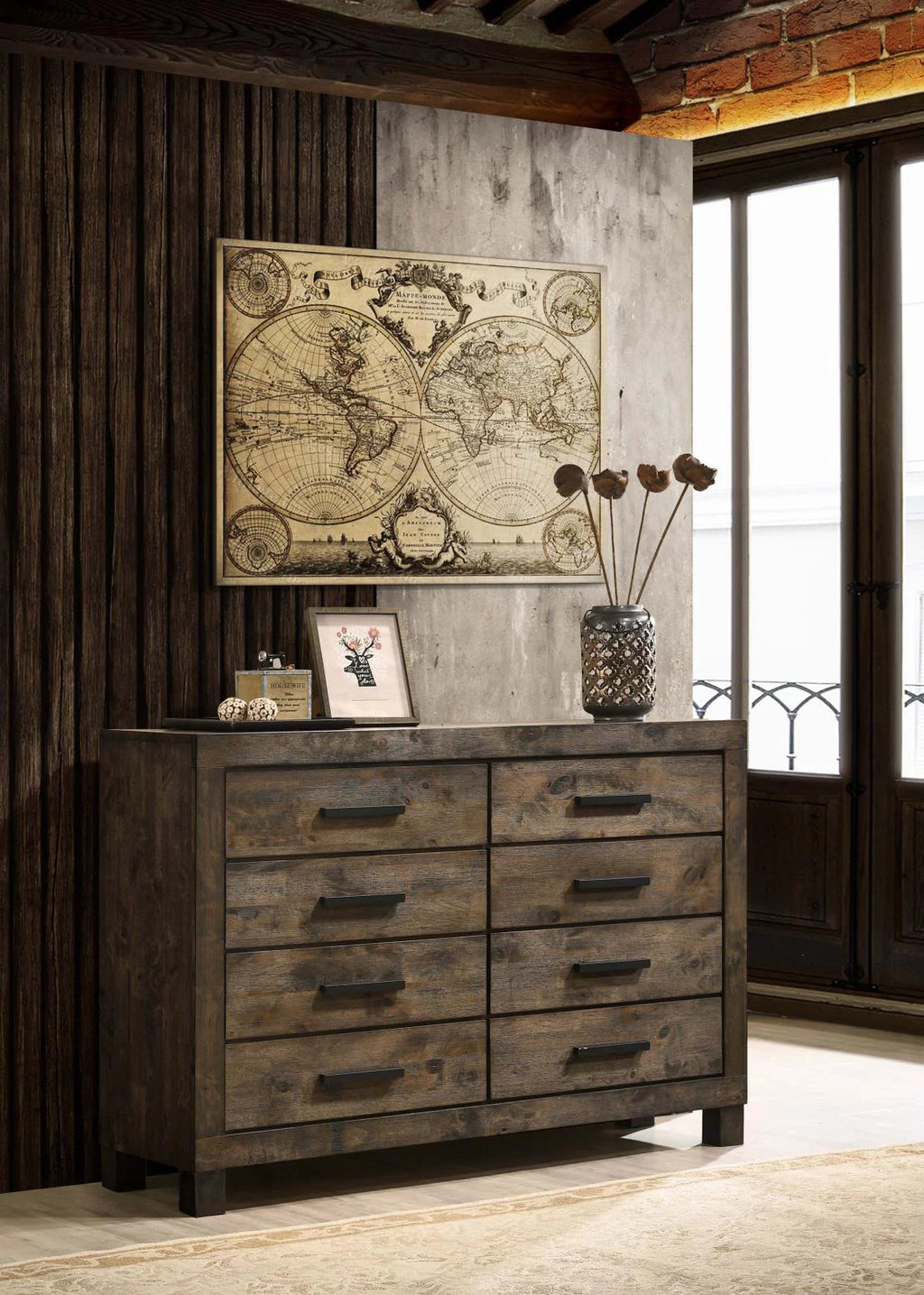 8 Drawer Rustic Golden Brown Dresser U84654