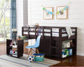 Twin Size Espresso Loft Bed with Desk and Storage R237666
