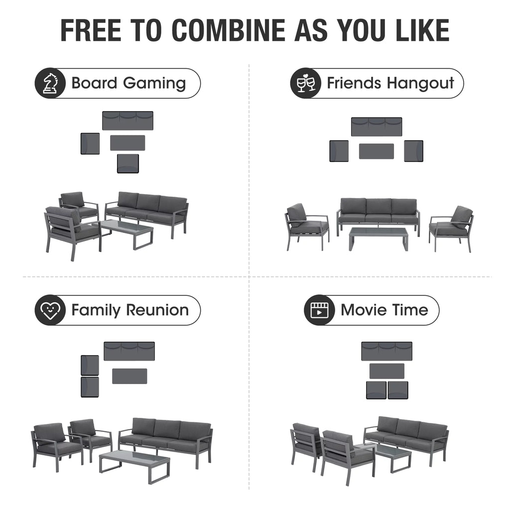 4 Piece Metal Patio Furniture Set with Cushions A27045