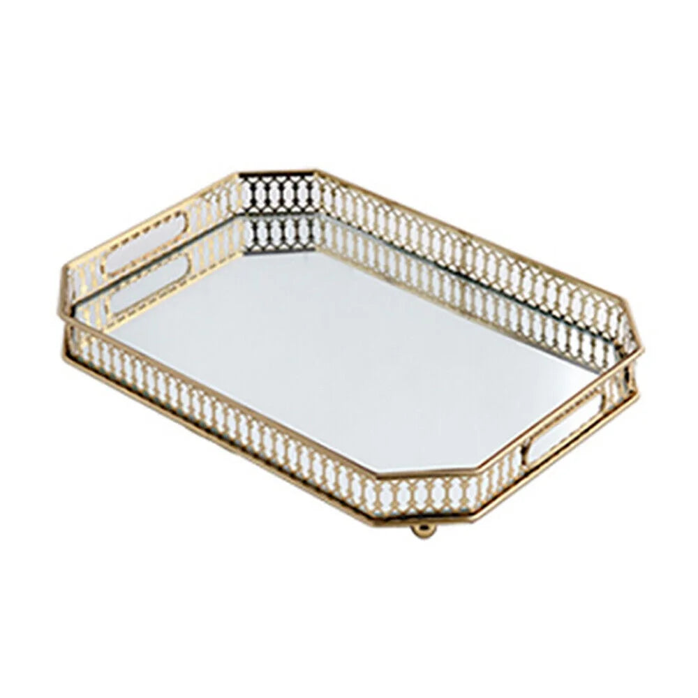 Vintage Glass Metal Vanity Tray Y630613