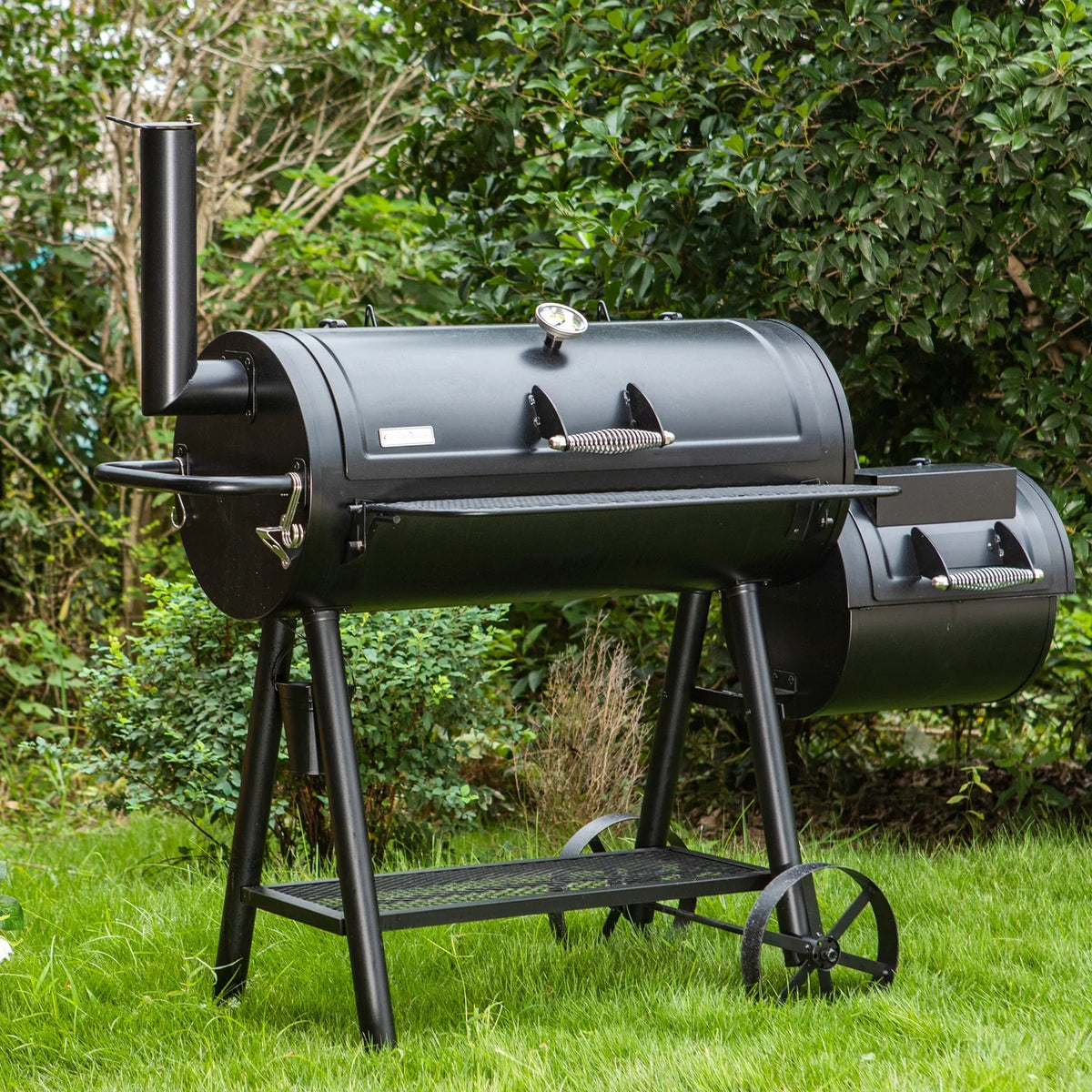 Charcoal Grill with Offset Smoker Black X704