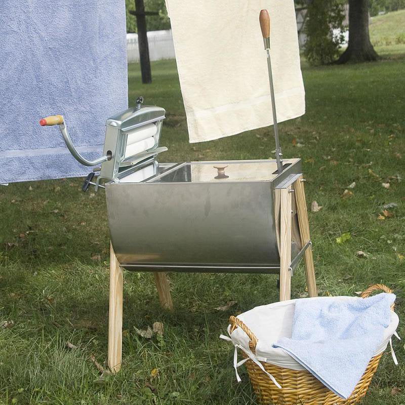 15 Gallon Laundry Agitator Hand Washer Tub and Wringer with Wooden Legs P444191