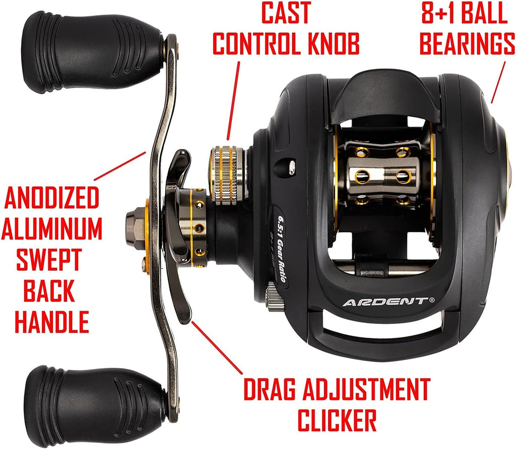 6.5:1 Gear Ratio 8+1 Bearing Aluminum Baitcasting Fishing Reel Z88888