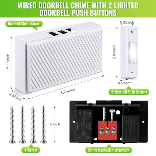 Wired Doorbell Chime Kit with 2 Lighted Push Buttons F148518