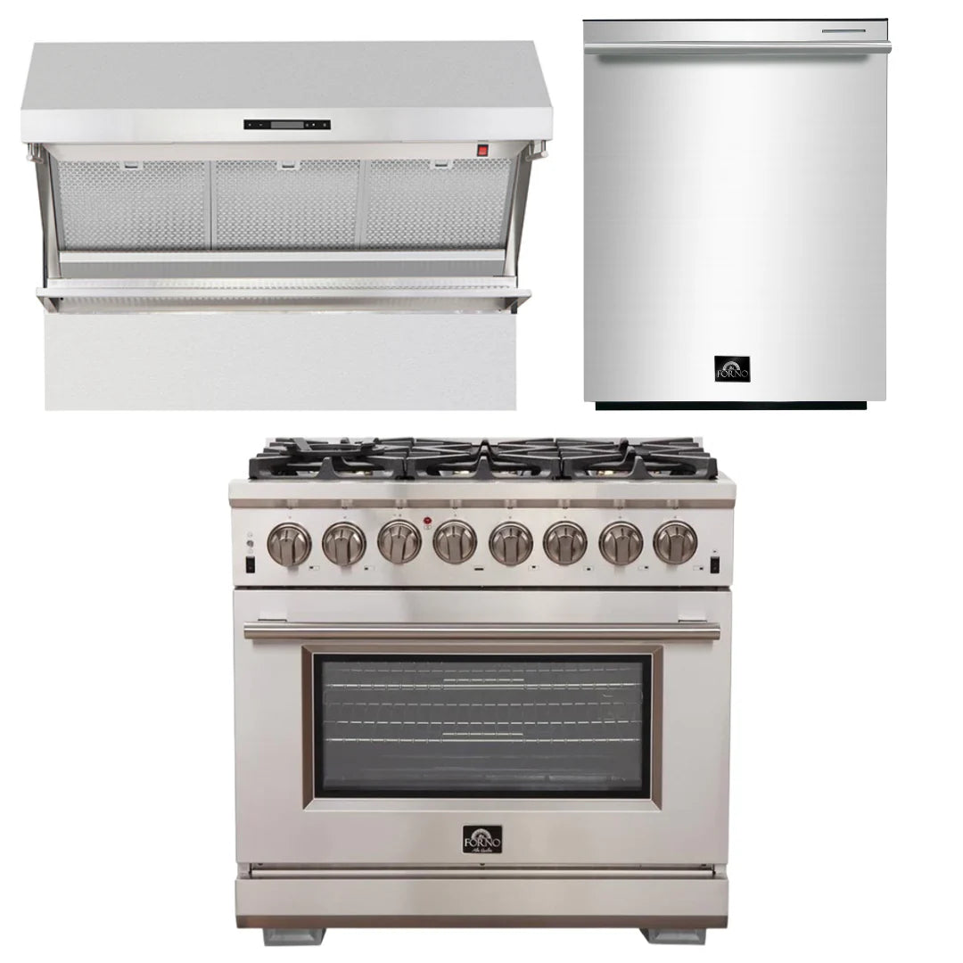 36 Inch Gas Burner Electric Oven Pro Range, Wall Mount Range Hood, Dishwasher Q12044