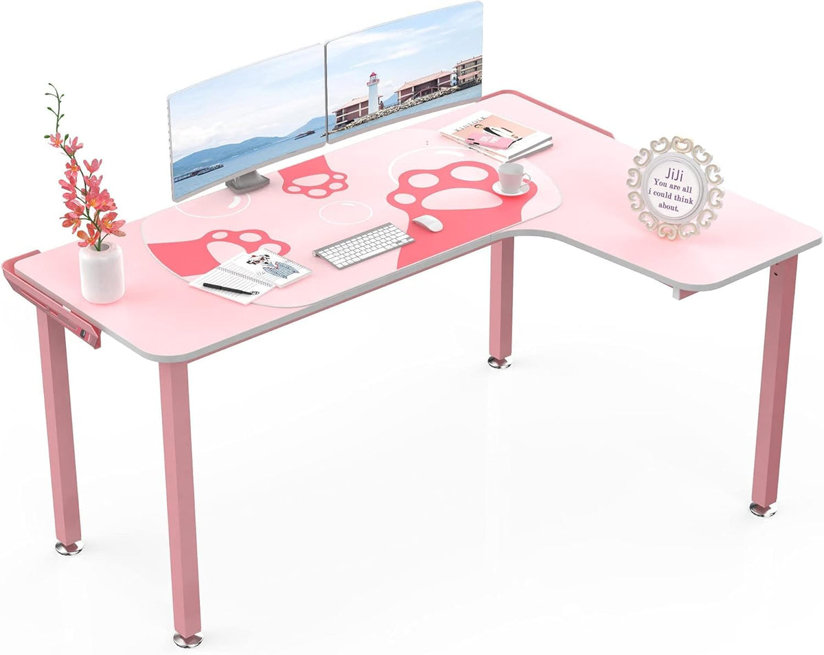 61 Inch Pink L Shaped Gaming Desk F3523