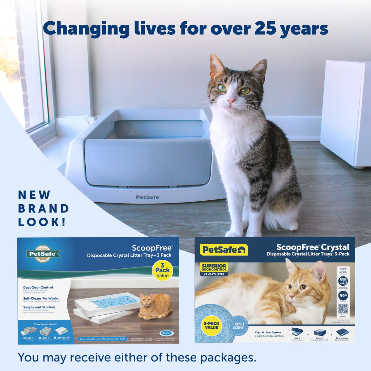 Disposable Cat Litter Trays, Fresh Scent, Silica Crystals, 3-Pack F6276