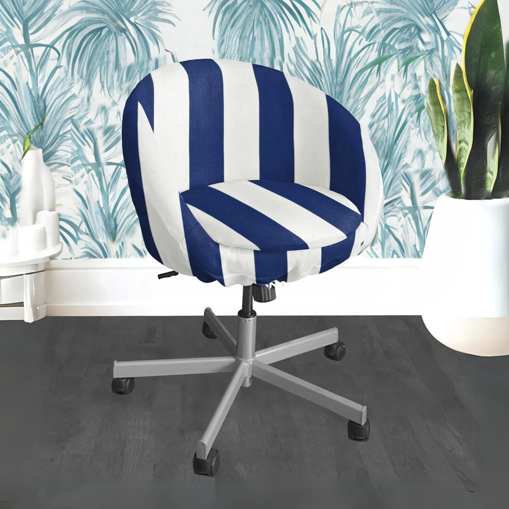 Navy Blue Stripe Chair Slip Cover D6026