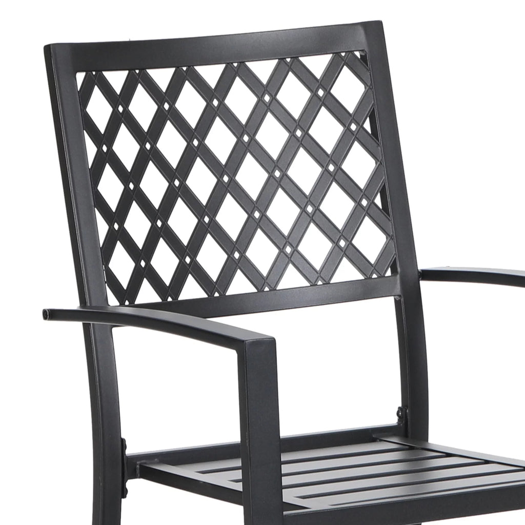 7-Piece Black Steel Patio Dining Set with 6 Armchairs and Table R1790